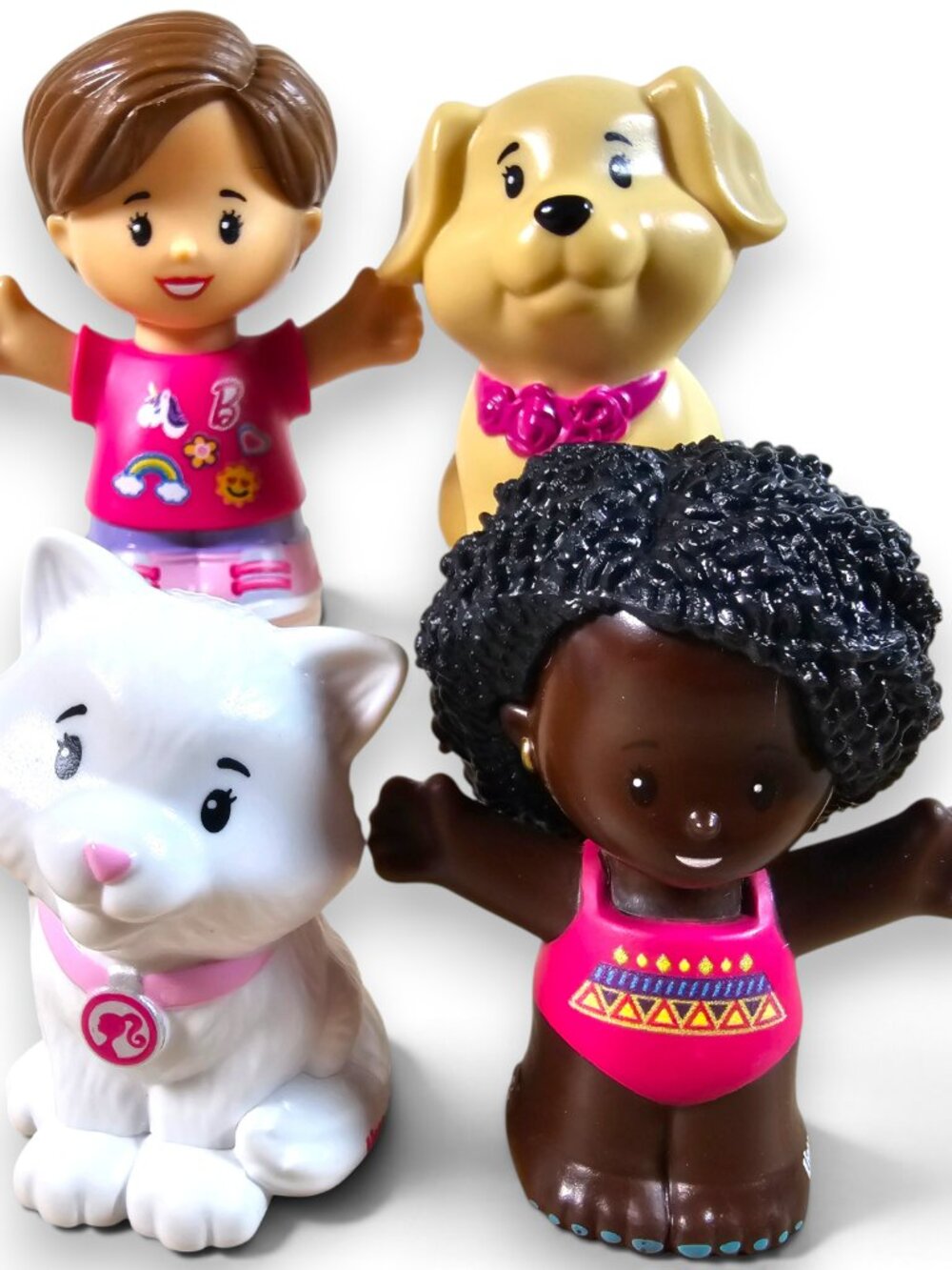 Fisher Price Little People Barbie Lot of 4 White Cat Dog Swimsuit 2022 2023